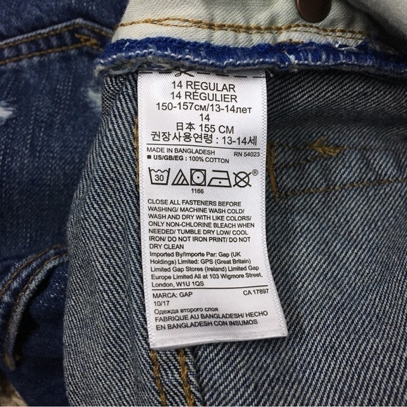 GAP Kids Jeans Original Straight Leg Distressed 100% Cotton Denim 14 Regular - Picture 8 of 12